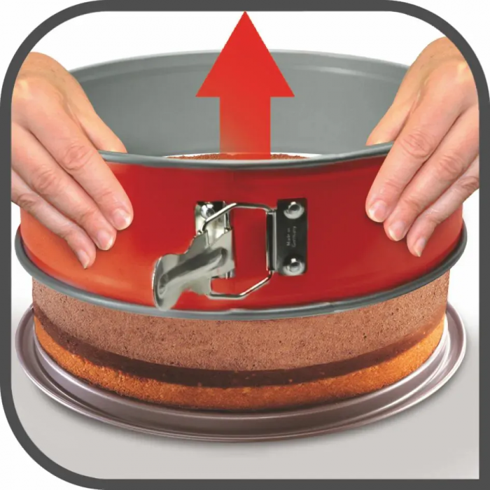 Форма для випікання Tefal DeliBake, кругла, знімне дно, 27см, вуглецева сталь, червоний