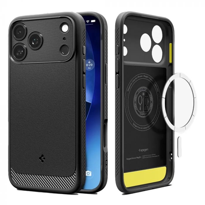 Чохол Spigen для iPhone 17 Pro, Rugged Armor MagFit, Matte Black