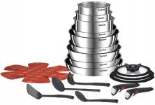 Набір посуду Tefal Ingenio Emotion, 22пр., нержавіюча сталь, скло, пластик, бакеліт, сріблястий