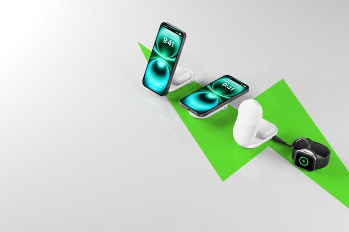 Зарядний пристрій бездротовий Belkin UltraCharge 2-in-1 Foldable Magnetic Charging 25Вт, білий