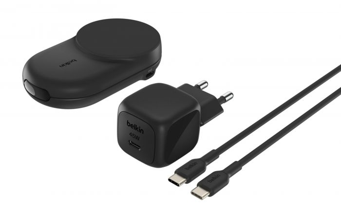 Зарядний пристрій бездротовий Belkin UltraCharge 2в1 Foldable Magnetic Charging 25Вт, чорний