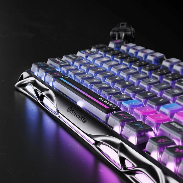 Клавіатура механічна GravaStar Mercury K1 Pro 80keys, GravaStar x Kailh Speedy Mint, BT/WL/USB, cyberpunk