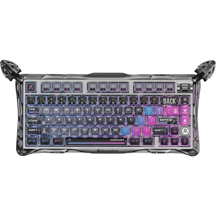 Клавіатура механічна GravaStar Mercury K1 Pro 80keys, GravaStar x Kailh Speedy Mint, BT/WL/USB, cyberpunk