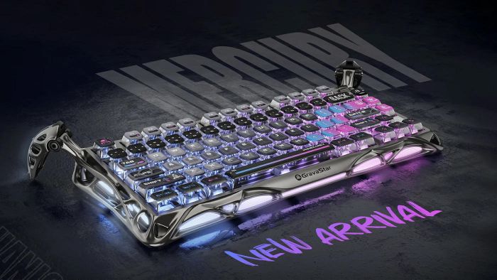 Клавіатура механічна GravaStar Mercury K1 Pro 80keys, GravaStar x Kailh Speedy Mint, BT/WL/USB, cyberpunk