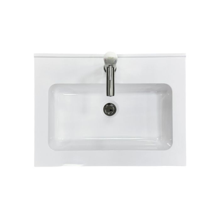 Набір для ванної кімнати, раковина, умивальник Adamant FLATE 60, штучний камінь, прямокут., з сифоном Click-Clack + змішувач