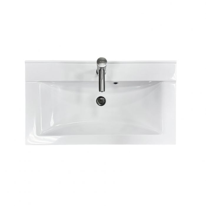 Набір для ванної кімнати, раковина, умивальник Adamant QUANTO 80, штучний камінь, прямокут., з сифоном Click-Clack + змішувач