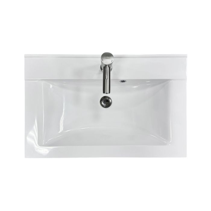 Набір для ванної кімнати, раковина, умивальник Adamant QUANTO 70, штучний камінь, прямокут., з сифоном Click-Clack + змішувач