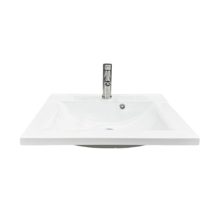 Набір для ванної кімнати, раковина, умивальник Adamant QUANTO 60, штучний камінь, прямокут., з сифоном Click-Clack + змішувач