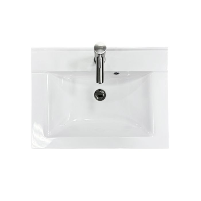 Набір для ванної кімнати, раковина, умивальник Adamant QUANTO 60, штучний камінь, прямокут., з сифоном Click-Clack + змішувач