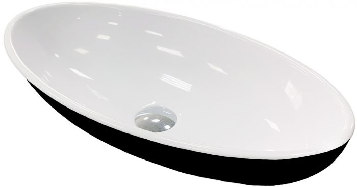 Раковина, умивальник Adamant ANDERE NEW, штучний камінь, овальна, без отвору для змішувача та переливу, 590х295х130мм, накладний, чорно-білий