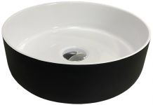 Раковина, умивальник Adamant ARENA, штучний камінь, кругла, без отвору для змішувача та переливу, 360х113мм, врезной, чорно-білий