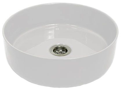 Раковина, умивальник Adamant ARENA, штучний камінь, кругла, без отвору для змішувача та переливу, 360х113мм, накладний, білий