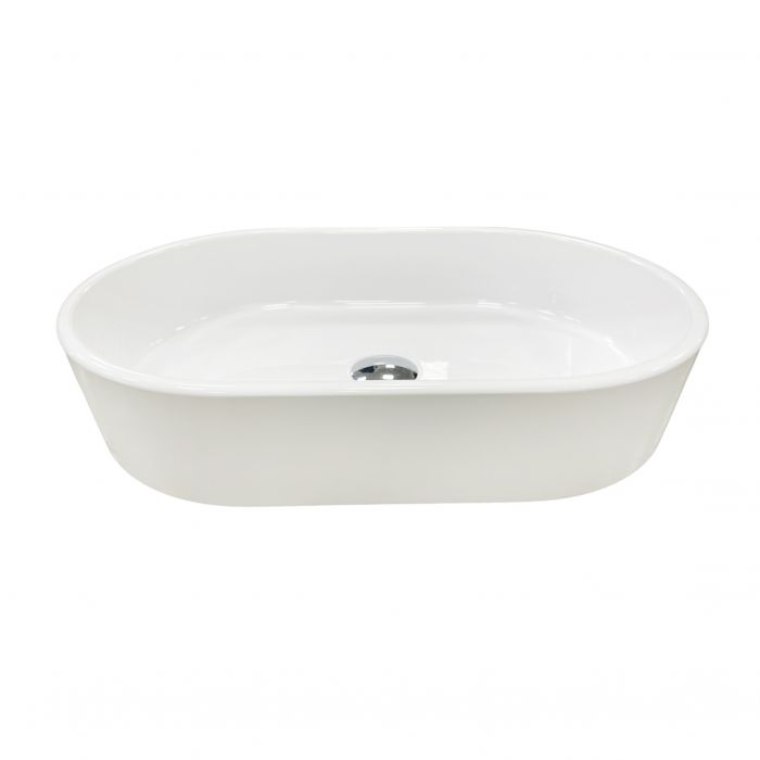 Раковина, умивальник Adamant BESTE NEW, штучний камінь, овальна, без отвору для змішувача та переливу, 540x350x11мм, накладний, білий