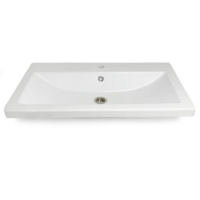 Раковина, умивальник Adamant CERS, штучний камінь, прямокут., з отвором для змішувача, з отвором для переливу, 795x450x158мм, накладний, білий