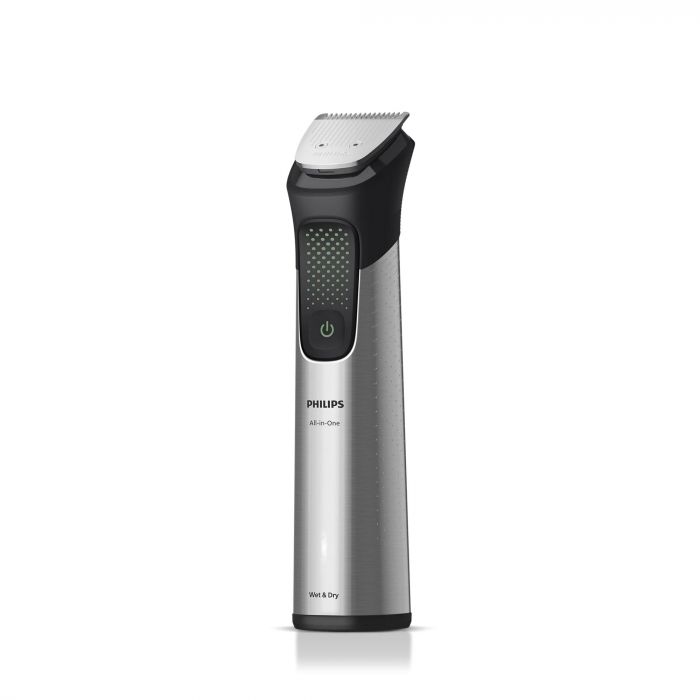 Тример Philips Series 9000, для обличчя, голови, тіла, акум., насадок-17, OneBlade в компл., сталь, сірий