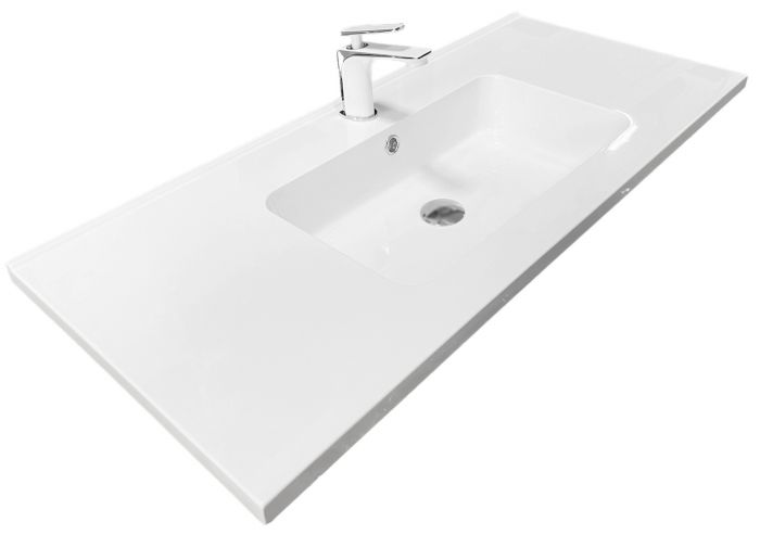 Раковина, умивальник Adamant FLATE, штучний камінь, прямокут., з отвором для змішувача, з отвором для переливу, 1000х450х140мм, накладний, білий