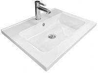 Раковина, умивальник Adamant FLATE, штучний камінь, прямокут., з отвором для змішувача, з отвором для переливу, 600х450х140мм, накладний, білий
