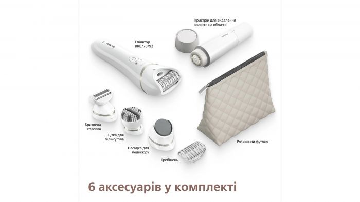Епілятор Philips Series 9000 дисковий, аккумул., пінцет.-32, волог.+сух., насадок-6, футляр, білий