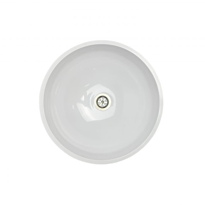 Раковина, умивальник Adamant KREIS, штучний камінь, кругла, без отвору для змішувача та переливу, 420х150мм, накладний, білий