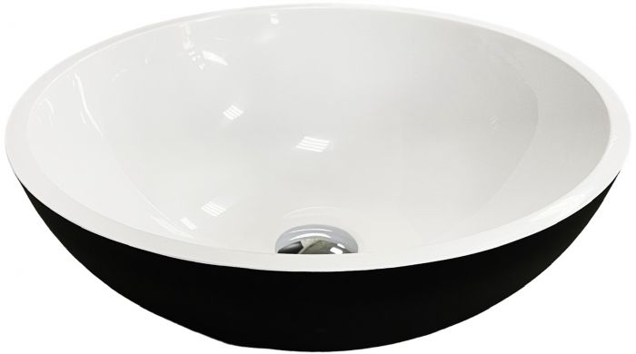 Раковина, умивальник Adamant KREIS, штучний камінь, кругла, без отвору для змішувача та переливу, 420х150мм, накладний, чорно-білий
