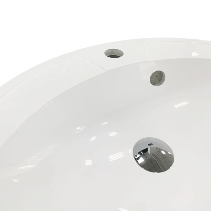 Раковина, умивальник Adamant Lauf New, штучний камінь, овальна, без отвору для змішувача, з отвором для переливу, 540х445х130мм, накладний, білий