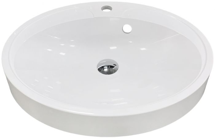 Раковина, умивальник Adamant Lauf New, штучний камінь, овальна, без отвору для змішувача, з отвором для переливу, 540х445х130мм, накладний, білий