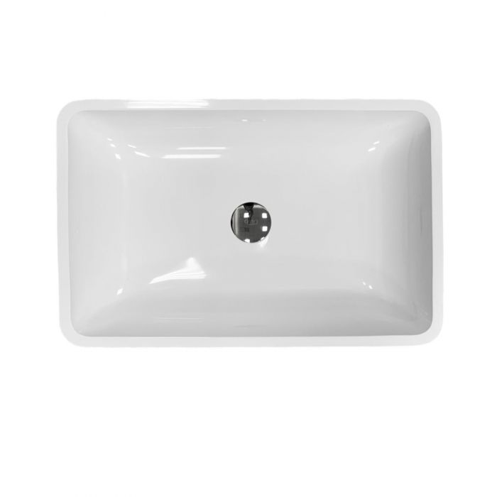 Раковина, умивальник Adamant LOWER, штучний камінь, прямокут., без отвору для змішувача та переливу, 560x360x100мм, накладний, білий