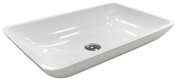 Раковина, умивальник Adamant LOWER, штучний камінь, прямокут., без отвору для змішувача та переливу, 560x360x100мм, накладний, білий