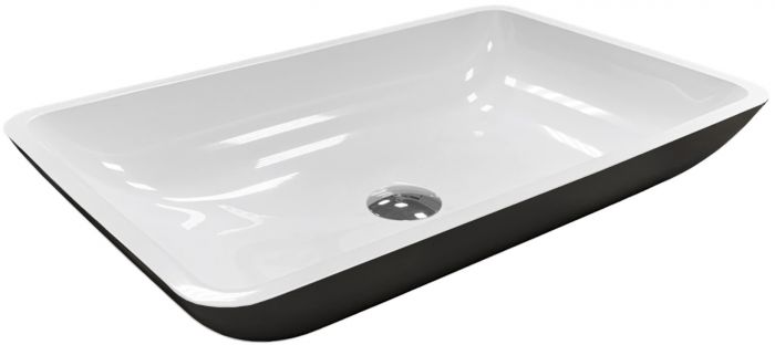 Раковина, умивальник Adamant LOWER, штучний камінь, прямокут., без отвору для змішувача та переливу, 560x360x100мм, накладний, чорно-білий
