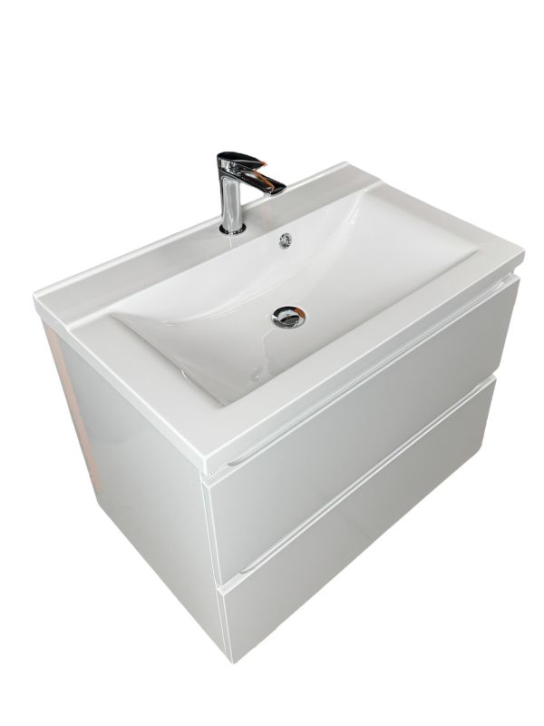 Раковина, умивальник Adamant QUANTO, штучний камінь, прямокут., з отвором для змішувача, з отвором для переливу, 700х447х140мм, накладний, білий