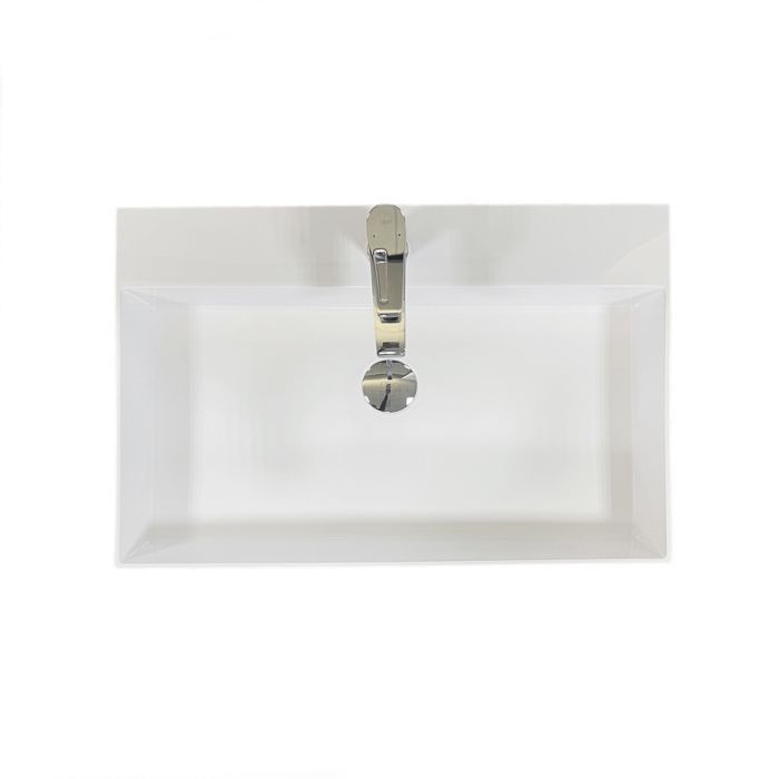 Раковина, умивальник Adamant SLENDER, штучний камінь, прямокут., з отвором для змішувача, без переливу, 605x405x120мм, накладний, білий