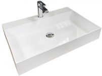 Раковина, умивальник Adamant SLENDER, штучний камінь, прямокут., з отвором для змішувача, без переливу, 605x405x120мм, накладний, білий