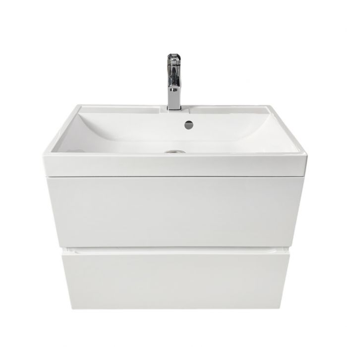 Раковина, умивальник Adamant STRENG NEW, штучний камінь, прямокут., з отвором для змішувача, з отвором для переливу, 690x410x123мм, накладний, білий