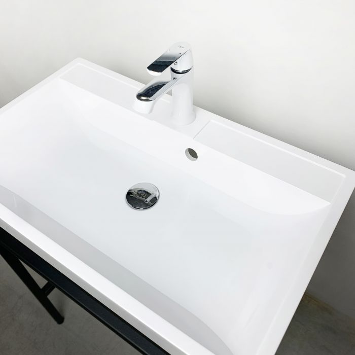 Раковина, умивальник Adamant STRENG NEW, штучний камінь, прямокут., з отвором для змішувача, з отвором для переливу, 690x410x123мм, накладний, білий