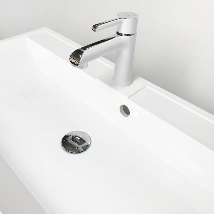 Раковина, умивальник Adamant STRENG NEW, штучний камінь, прямокут., з отвором для змішувача, з отвором для переливу, 790x410x123мм, накладний, білий