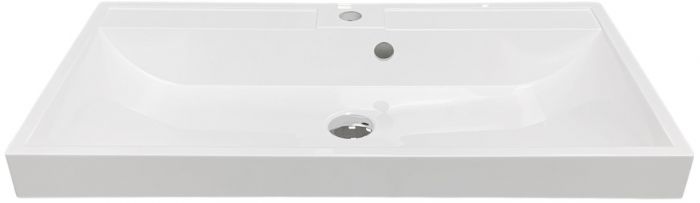 Раковина, умивальник Adamant STRENG NEW, штучний камінь, прямокут., з отвором для змішувача, з отвором для переливу, 790x410x123мм, накладний, білий
