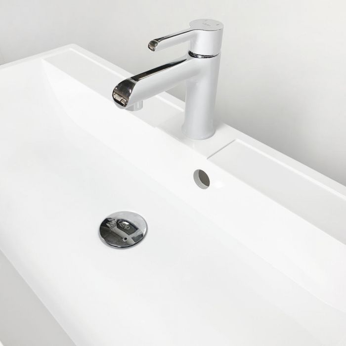 Раковина, умивальник Adamant STRENG NEW, штучний камінь, прямокут., з отвором для змішувача, з отвором для переливу, 990x410x123мм, накладний, білий