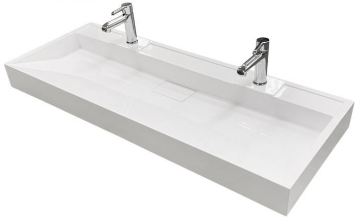 Раковина, умивальник Adamant VISION, штучний камінь, прямокут., з отвором для змішувача, без переливу, 1200х455х110мм, накладний, білий