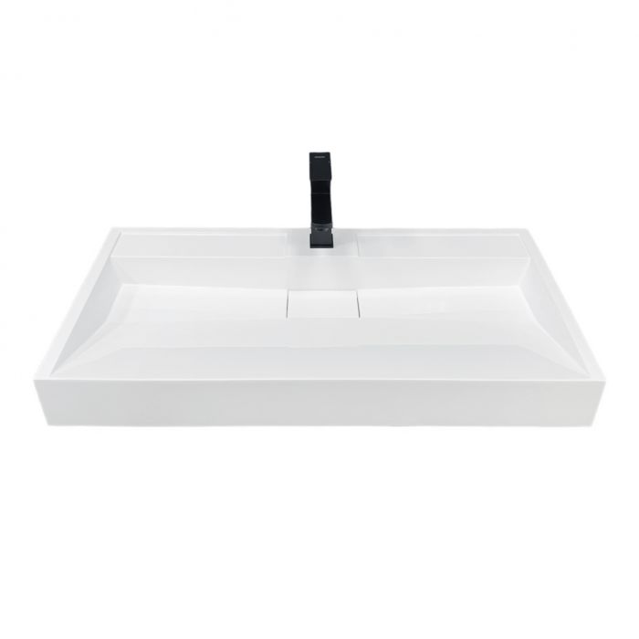 Раковина, умивальник Adamant VISION, штучний камінь, прямокут., з отвором для змішувача, без переливу, 900х455х110мм, накладний, білий