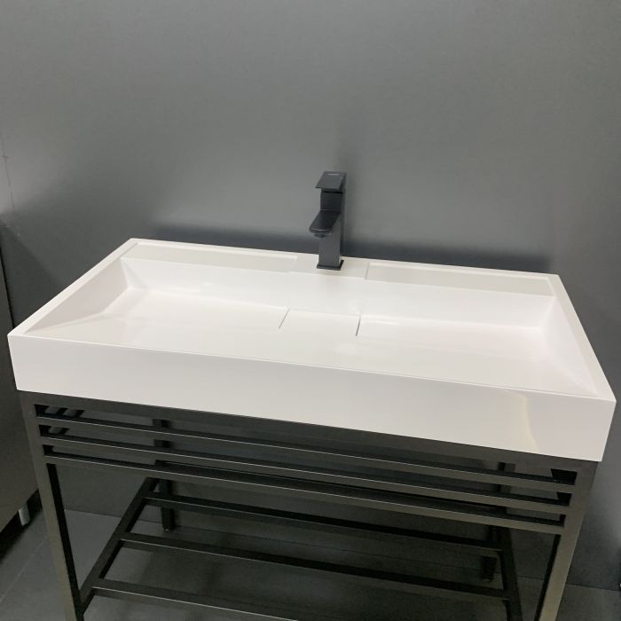 Раковина, умивальник Adamant VISION, штучний камінь, прямокут., з отвором для змішувача, без переливу, 900х455х110мм, накладний, білий