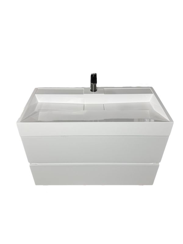 Раковина, умивальник Adamant VISION, штучний камінь, прямокут., з отвором для змішувача, без переливу, 900х455х110мм, накладний, білий