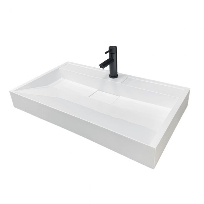 Раковина, умивальник Adamant VISION, штучний камінь, прямокут., з отвором для змішувача, без переливу, 800х455х110мм, накладний, білий