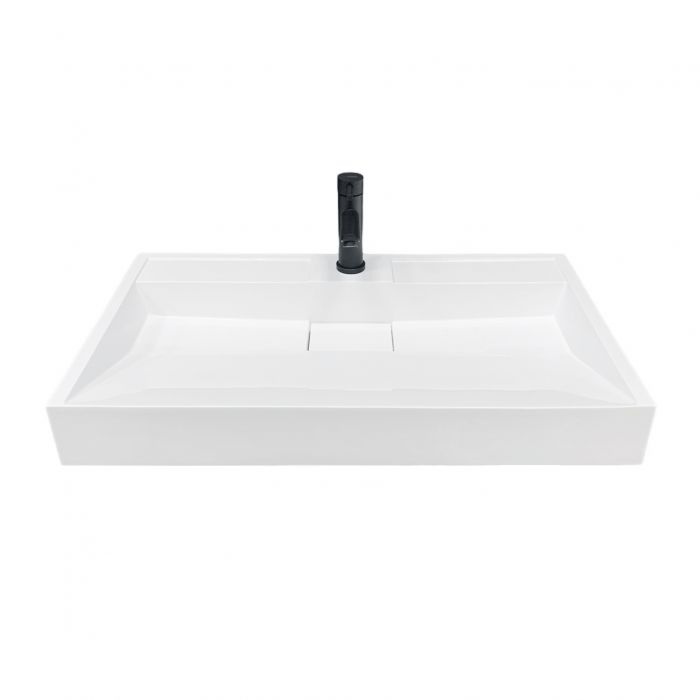 Раковина, умивальник Adamant VISION, штучний камінь, прямокут., з отвором для змішувача, без переливу, 800х455х110мм, накладний, білий