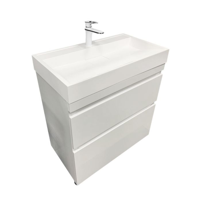 Раковина, умивальник Adamant VISION, штучний камінь, прямокут., з отвором для змішувача, без переливу, 800х455х110мм, накладний, білий