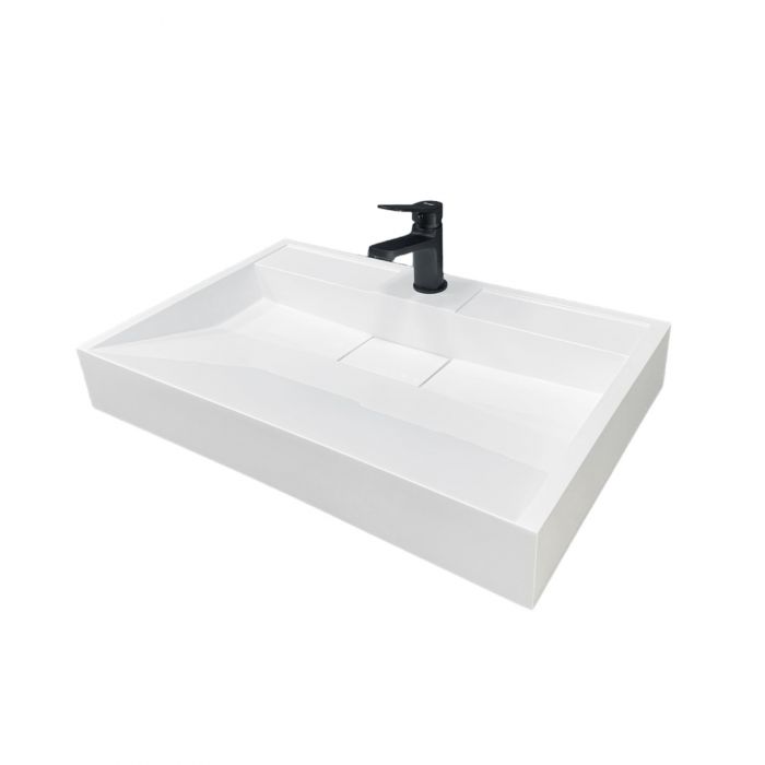 Раковина, умивальник Adamant VISION, штучний камінь, прямокут., з отвором для змішувача, без переливу, 700х455х110мм, накладний, білий