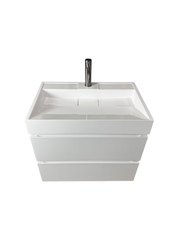 Раковина, умивальник Adamant VISION, штучний камінь, прямокут., з отвором для змішувача, без переливу, 700х455х110мм, накладний, білий