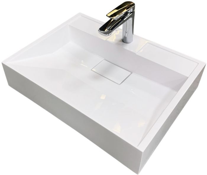 Раковина, умивальник Adamant VISION, штучний камінь, прямокут., з отвором для змішувача, без переливу, 500х380х110мм, накладний, білий