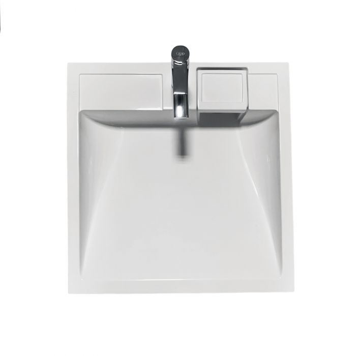 Раковина, умивальник Adamant WASHER NEW, штучний камінь, прямокут., з отвором для змішувача, без переливу, 595х595х115мм, накладний, білий