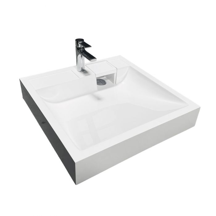 Раковина, умивальник Adamant WASHER NEW, штучний камінь, прямокут., з отвором для змішувача, без переливу, 595х595х115мм, накладний, білий