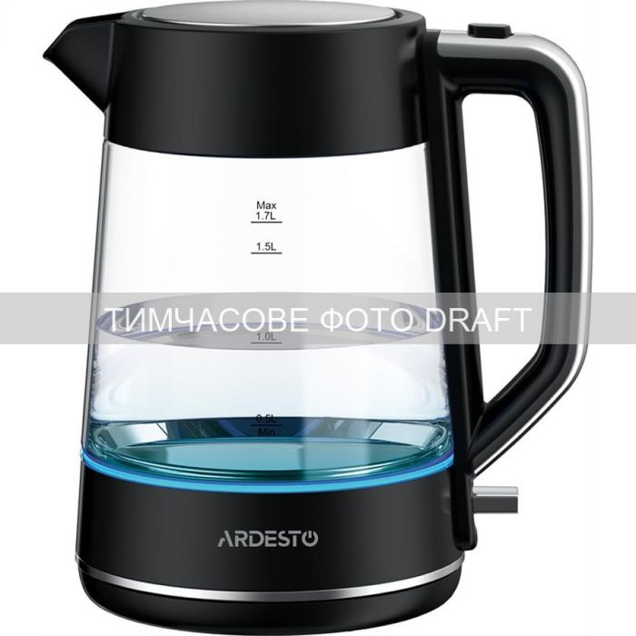 Електрочайник ARDESTO 1.7л, Otter, скло, чорний